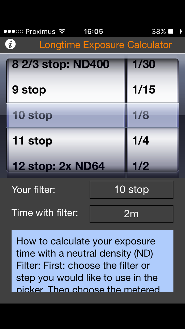 Longtime exposure calculator app