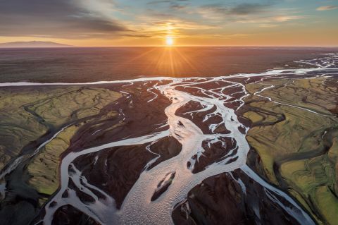 Holmsa rivier bij zonsopgang - IJsland
